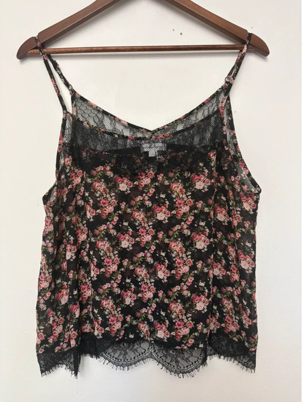 Black Floral Lace Cami Top Romantic Coquette